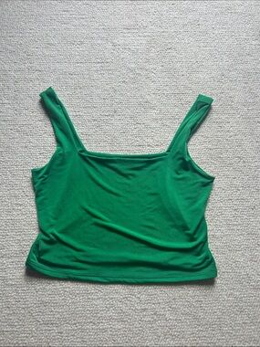 Square Neck Green Tank Top for Women